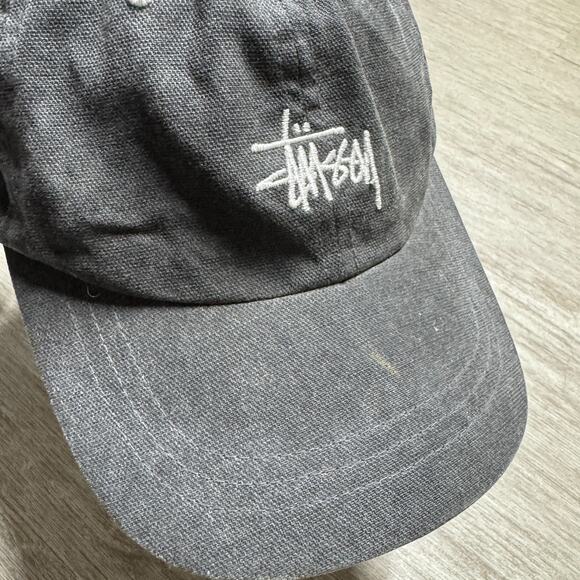 Stussy Basic Low Pro Cap Hat Washed Charcoal Script Logo - Picture 6 of 6